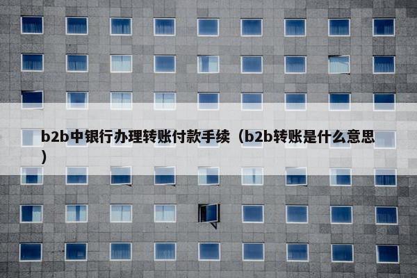 b2b中银行办理转账付款手续（b2b转账是什么意思）