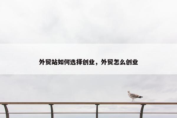 外贸站如何选择创业，外贸怎么创业