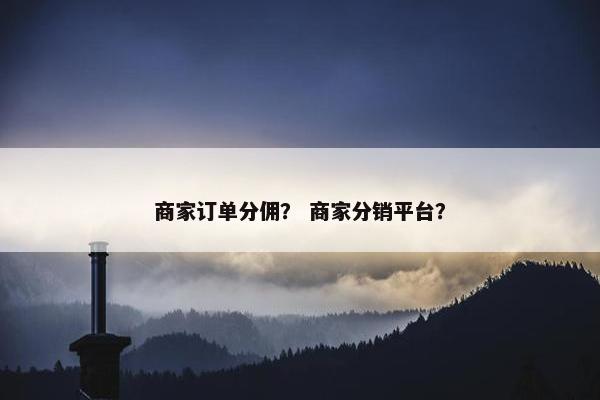 商家订单分佣？ 商家分销平台？