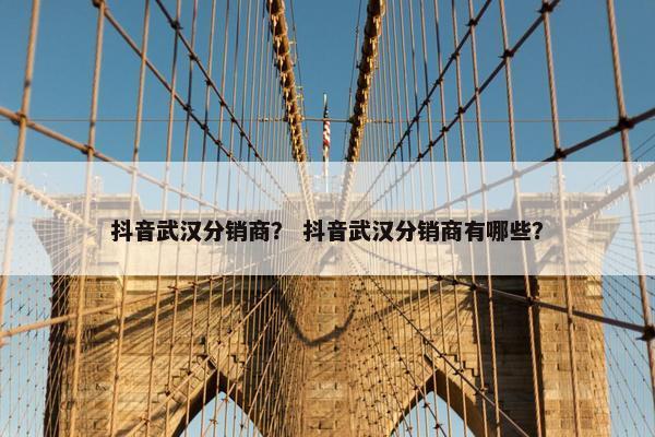 抖音武汉分销商？ 抖音武汉分销商有哪些？
