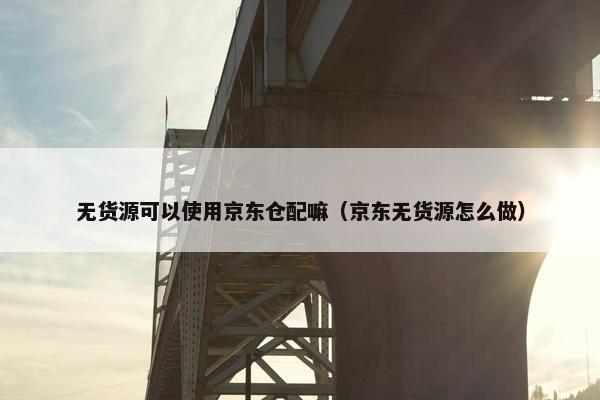 无货源可以使用京东仓配嘛（京东无货源怎么做）