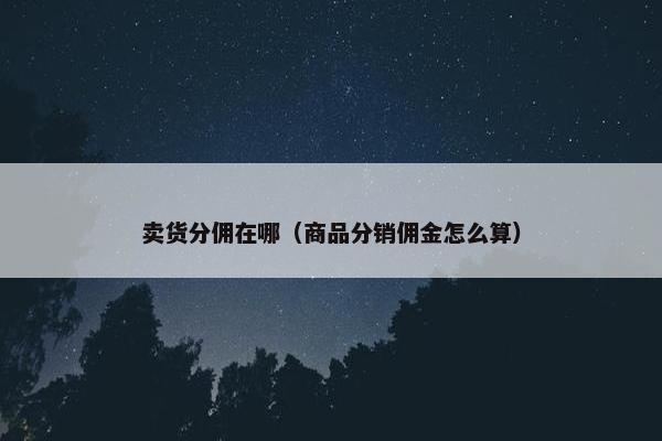 卖货分佣在哪（商品分销佣金怎么算）
