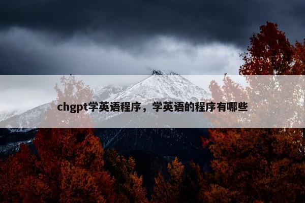 chgpt学英语程序，学英语的程序有哪些