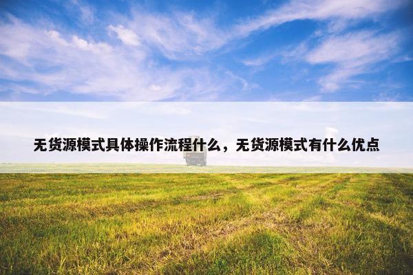 无货源模式具体操作流程什么，无货源模式有什么优点