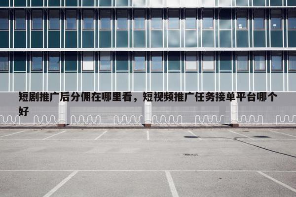 短剧推广后分佣在哪里看，短视频推广任务接单平台哪个好