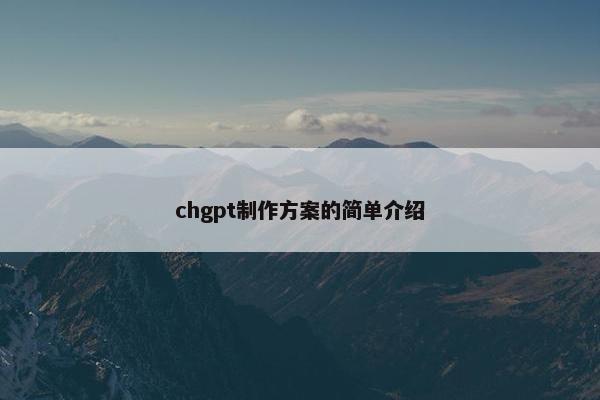 chgpt制作方案的简单介绍