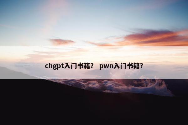 chgpt入门书籍？ pwn入门书籍？
