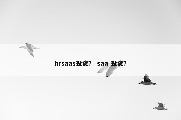 hrsaas投资？ saa 投资？