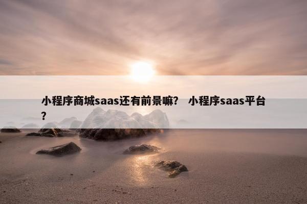 小程序商城saas还有前景嘛？ 小程序saas平台？