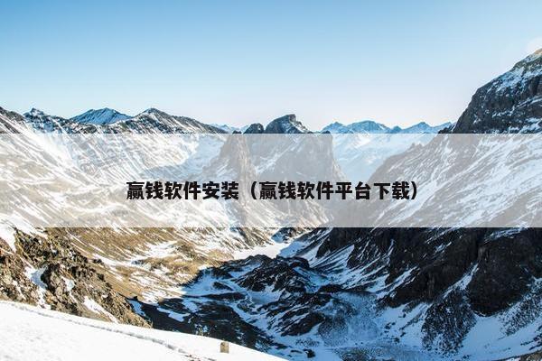 赢钱软件安装（赢钱软件平台下载）