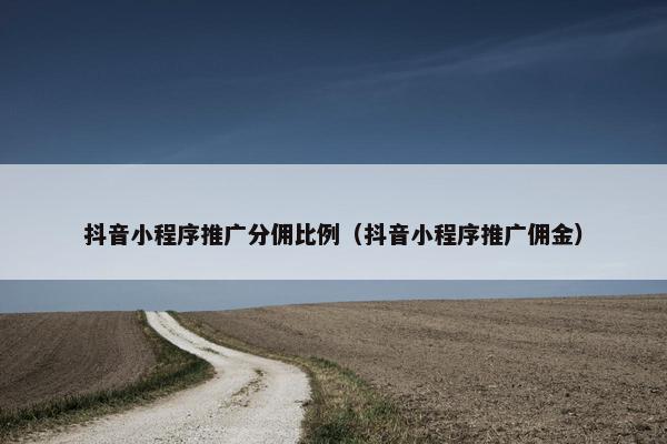 抖音小程序推广分佣比例（抖音小程序推广佣金）