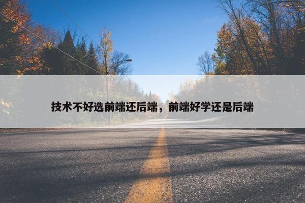 技术不好选前端还后端，前端好学还是后端