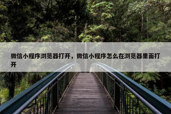 微信小程序浏览器打开，微信小程序怎么在浏览器里面打开