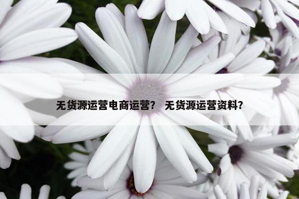 无货源运营电商运营？ 无货源运营资料？