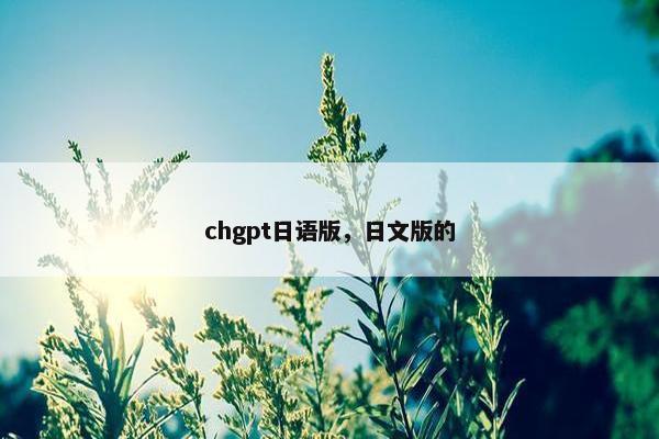chgpt日语版，日文版的