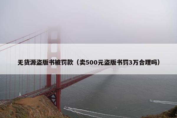 无货源盗版书被罚款（卖500元盗版书罚3万合理吗）