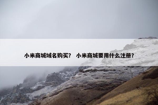 小米商城域名购买？ 小米商城要用什么注册？