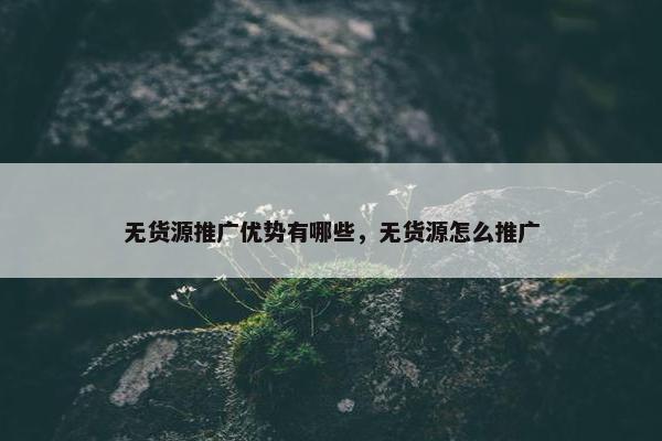 无货源推广优势有哪些，无货源怎么推广