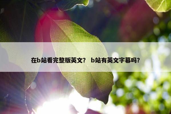 在b站看完整版英文？ b站有英文字幕吗？
