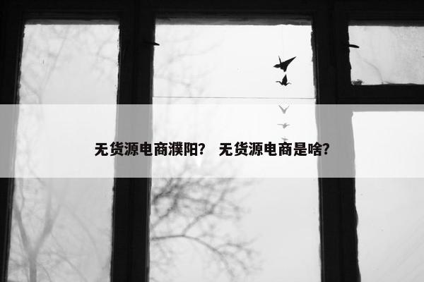 无货源电商濮阳？ 无货源电商是啥？