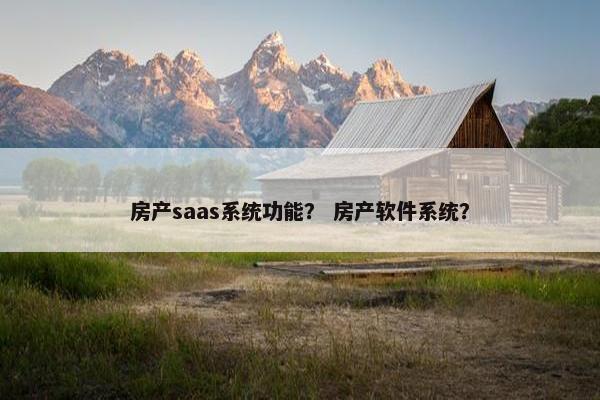 房产saas系统功能？ 房产软件系统？