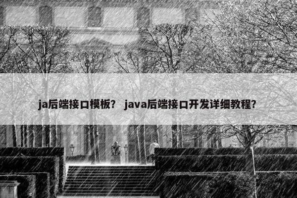 ja后端接口模板？ java后端接口开发详细教程？