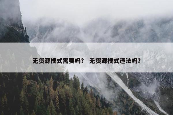 无货源模式需要吗？ 无货源模式违法吗？