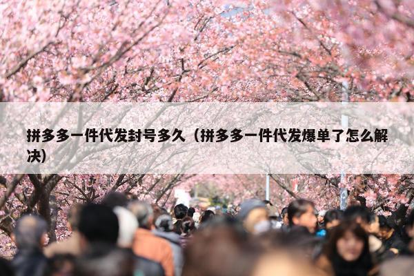拼多多一件代发封号多久（拼多多一件代发爆单了怎么解决）