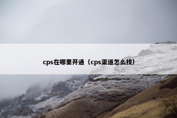 cps在哪里开通（cps渠道怎么找）