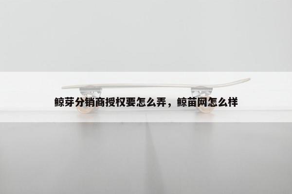 鲸芽分销商授权要怎么弄,鲸苗网怎么样