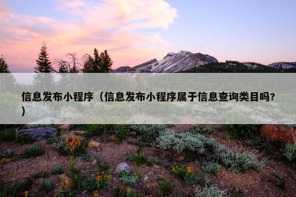 信息发布小程序(信息发布小程序属于信息查询类目吗?)