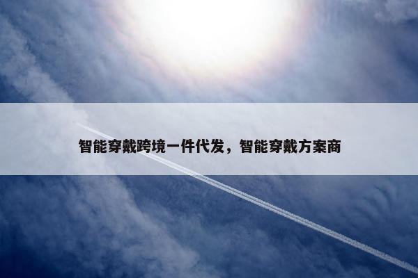 智能穿戴跨境一件代发,智能穿戴方案商