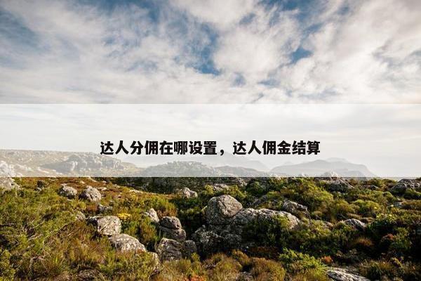 达人分佣在哪设置,达人佣金结算