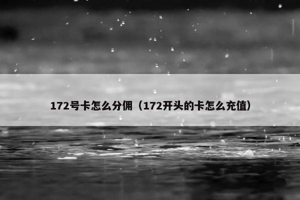 172号卡怎么分佣(172开头的卡怎么充值)