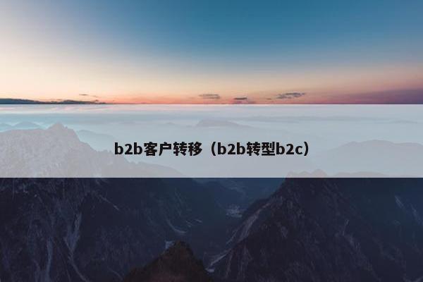 b2b客户转移(b2b转型b2c)