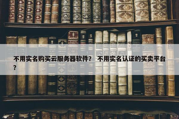 不用实名购买云服务器软件? 不用实名认证的买卖平台?