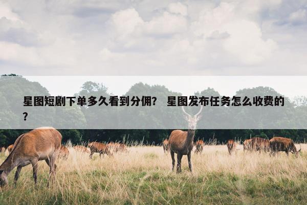 星图短剧下单多久看到分佣？ 星图发布任务怎么收费的？