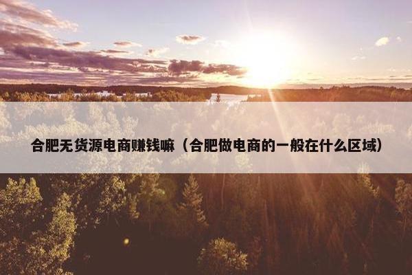 合肥无货源电商赚钱嘛(合肥做电商的一般在什么区域) 合肥无货源电商赚钱嘛(合肥做电商的一般在什么区域)