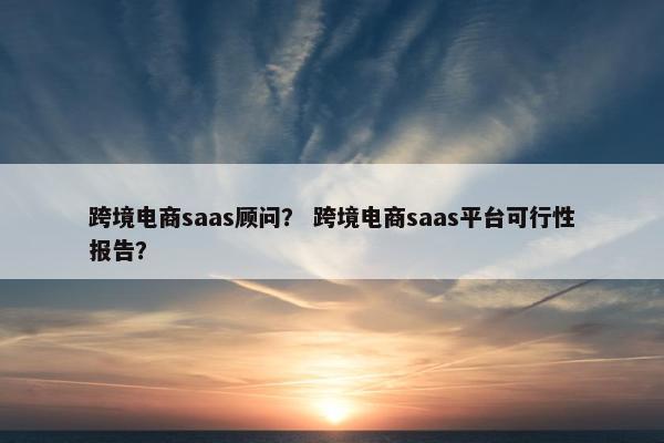 跨境电商saas顾问？ 跨境电商saas平台可行性报告？