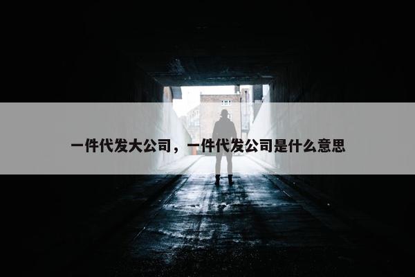 一件代发大公司，一件代发公司是什么意思