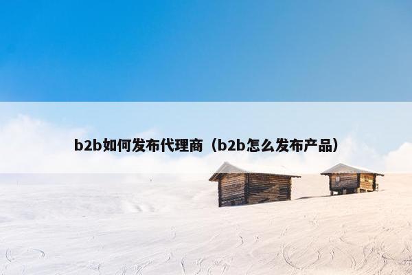 b2b如何发布代理商（b2b怎么发布产品）