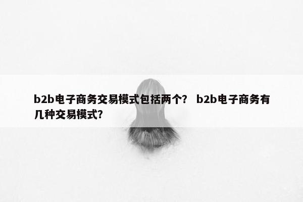 b2b电子商务交易模式包括两个？ b2b电子商务有几种交易模式？