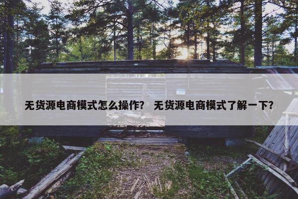 无货源电商模式怎么操作？ 无货源电商模式了解一下？