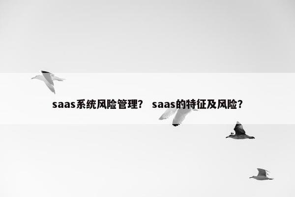 saas系统风险管理？ saas的特征及风险？
