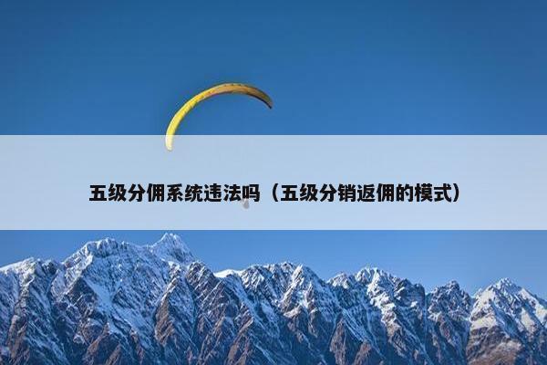 五级分佣系统违法吗（五级分销返佣的模式）