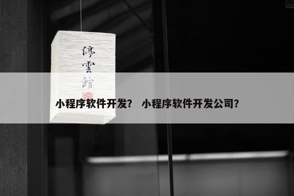 小程序软件开发？ 小程序软件开发公司？