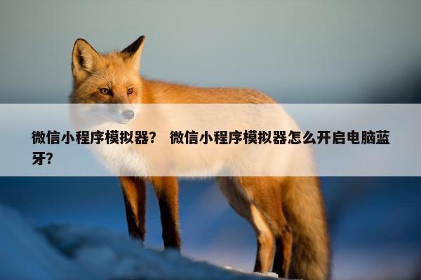 微信小程序模拟器？ 微信小程序模拟器怎么开启电脑蓝牙？