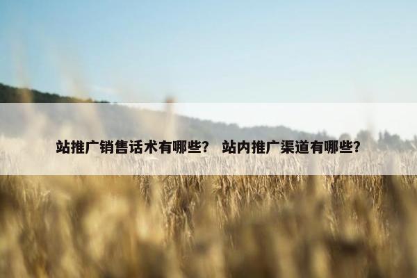站推广销售话术有哪些? 站内推广渠道有哪些?