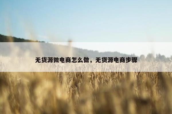 无货源微电商怎么做，无货源电商步骤