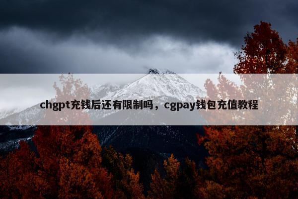 chgpt充钱后还有限制吗,cgpay钱包充值教程